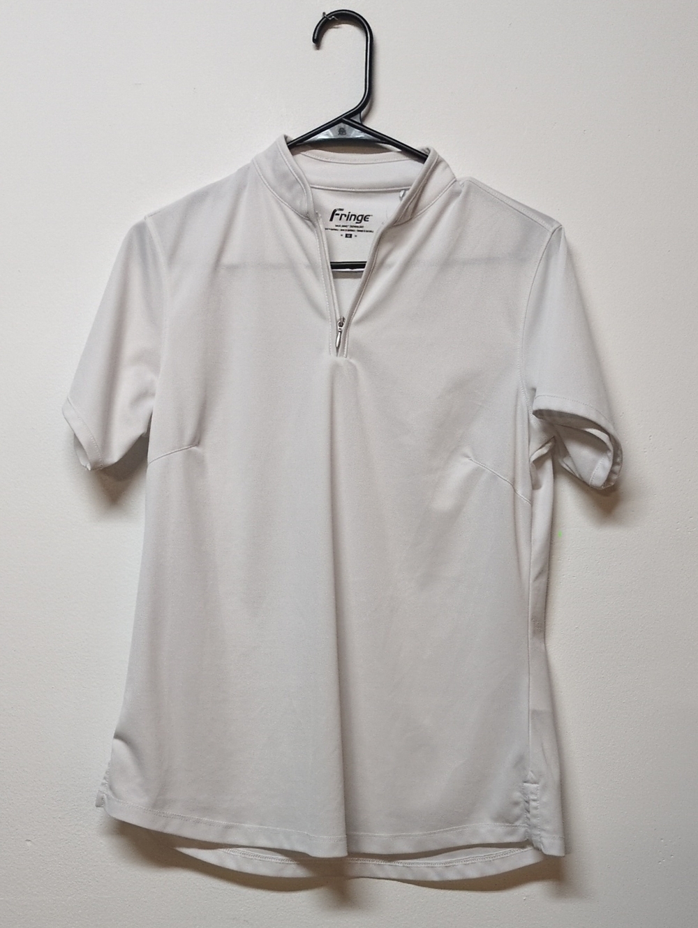 Fringe Brand White Golf Polo Zip, Size M